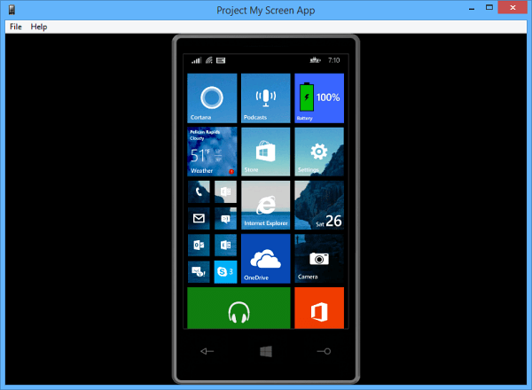 Windows Phone 8.1 Gør det muligt at projicere skærmen til en pc