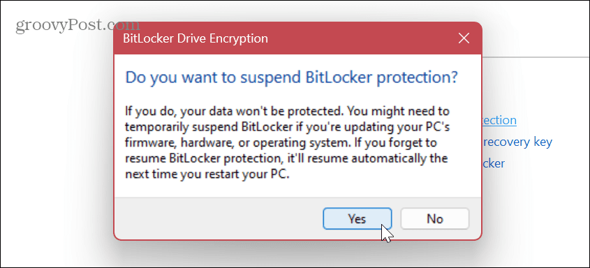 Deaktiver eller suspender BitLocker 