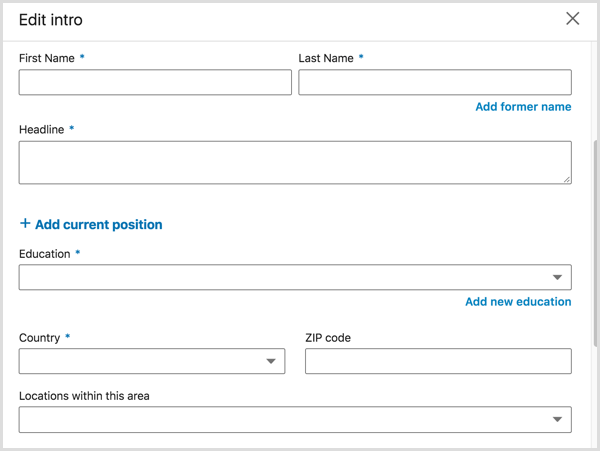 Dialogboksen Rediger introduktion, hvor du redigerer din LinkedIn-profiloverskrift