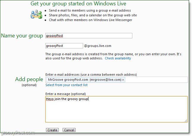 oprette en Windows Live-gruppe