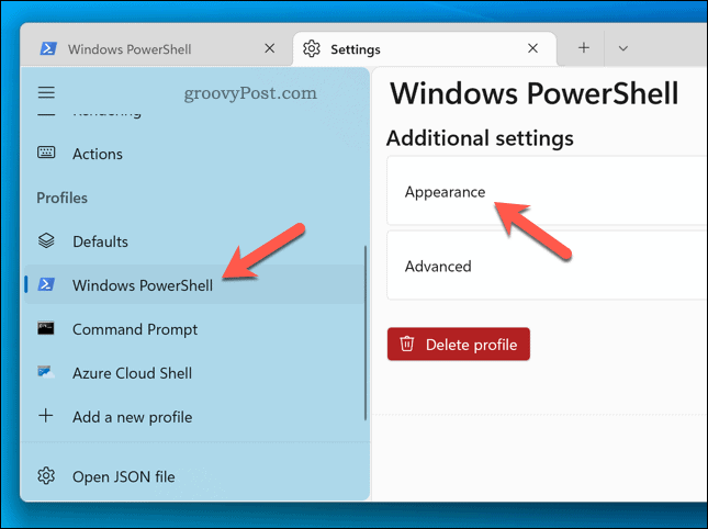 Ændring af Windows Terminal udseende indstillinger