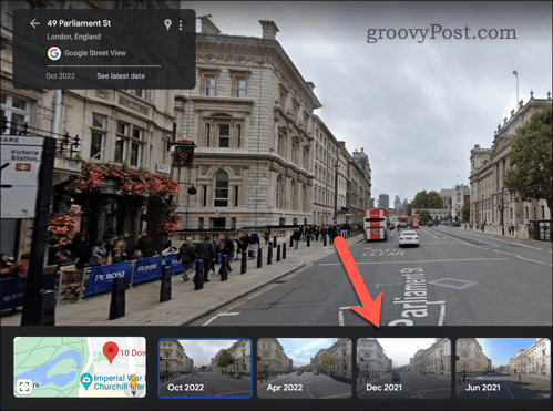 Valg af ældre Street View-billeder i Google Maps