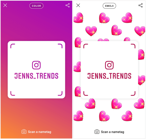 Tryk på skærmbaggrunden for at tilpasse din Instagram-hashtag.