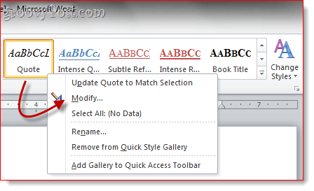 Tilpasset stil Tastaturgenveje Word 2010