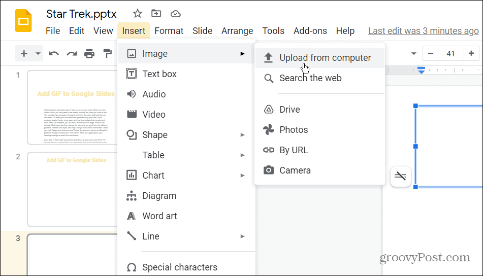 indsæt Tilføj en GIF til Google Slides