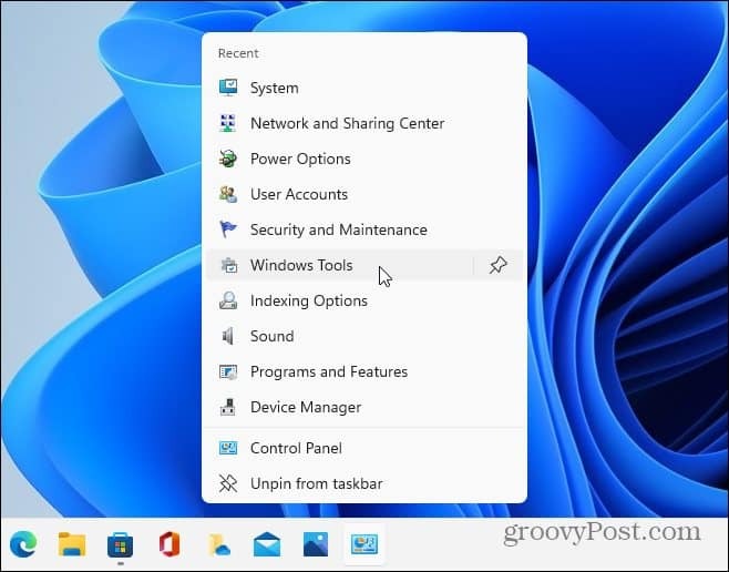 Få adgang til CPL -elementer Windows 11 -proceslinjen
