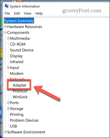 Windows 11 system information adapter