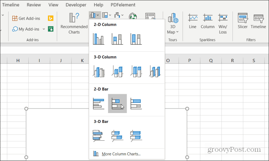 indsæt stablet diagram i Excel