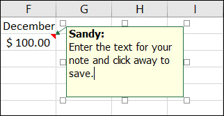 Tilføj en note i Excel