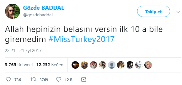Frøken Tyrkiet-konkurrent Gözde Baddal forbandelse