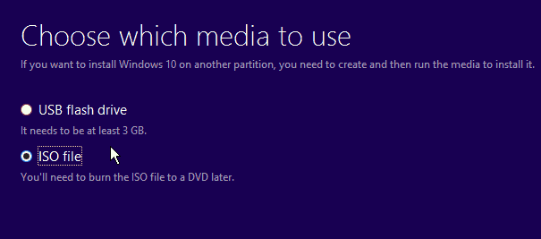 vælg Windows 10 ISO Media
