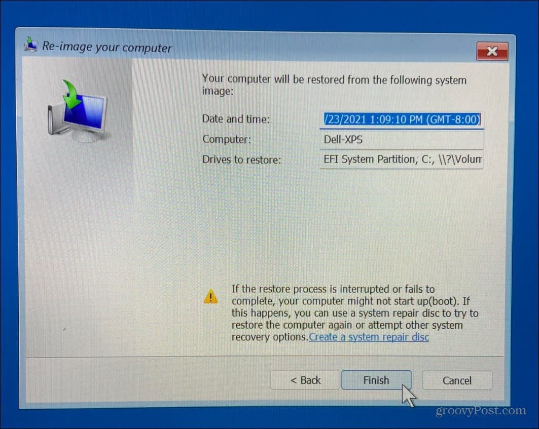 Afslut re-image af din computer