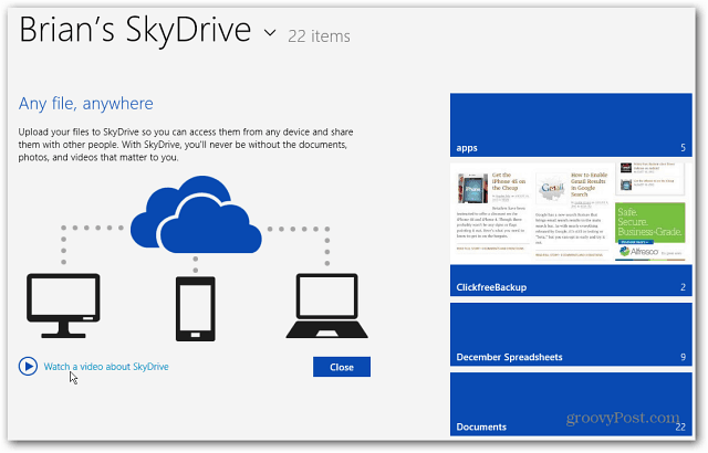 Ny SkyDrive-startskærm