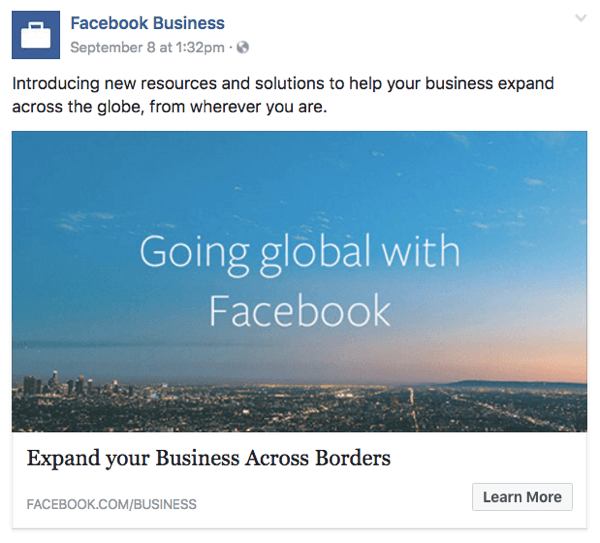 facebook til global forretning