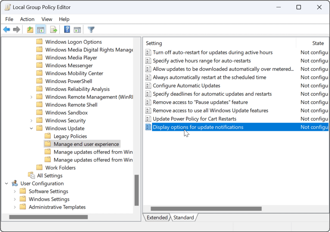 Deaktiver opdateringsmeddelelser på Windows 11