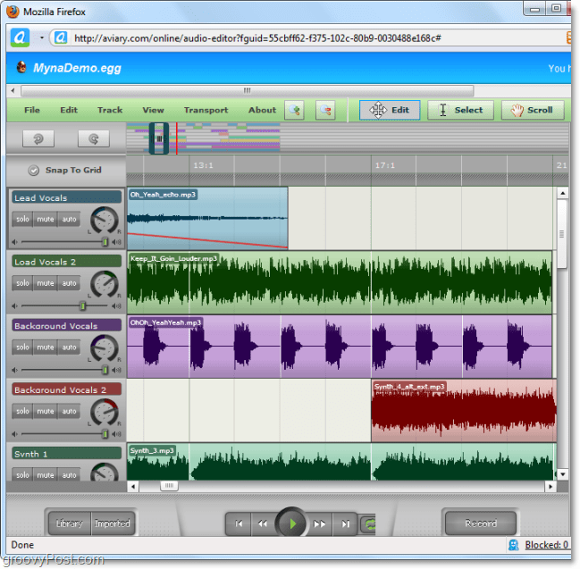 myna audio editor giver dig mulighed for at splitte lyd og tilføje specialeffekter