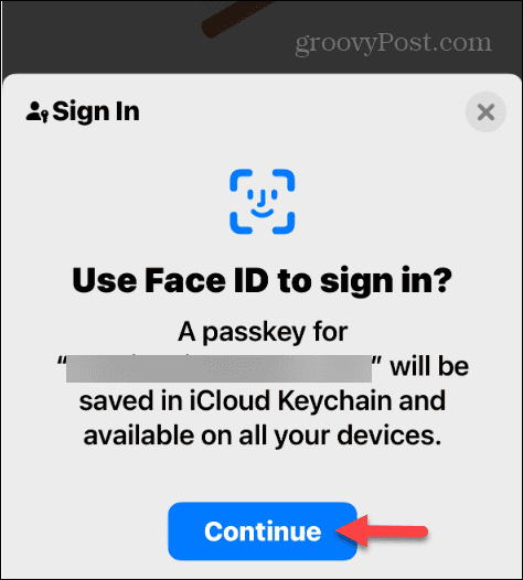 fortsæt med at bruge Face ID-log på med adgangsnøgler
