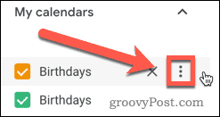 Ikonet med tre punkter i Google Kalender