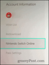Nintendo Switch-kontooplysninger