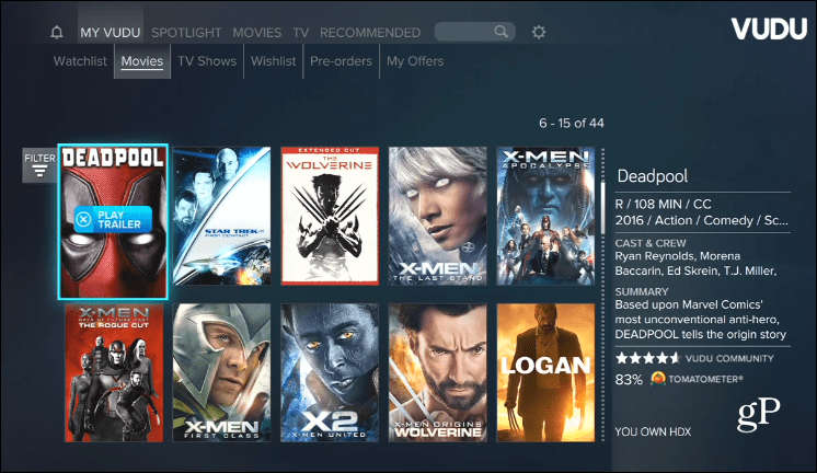 Vudu Xbox One-film overalt