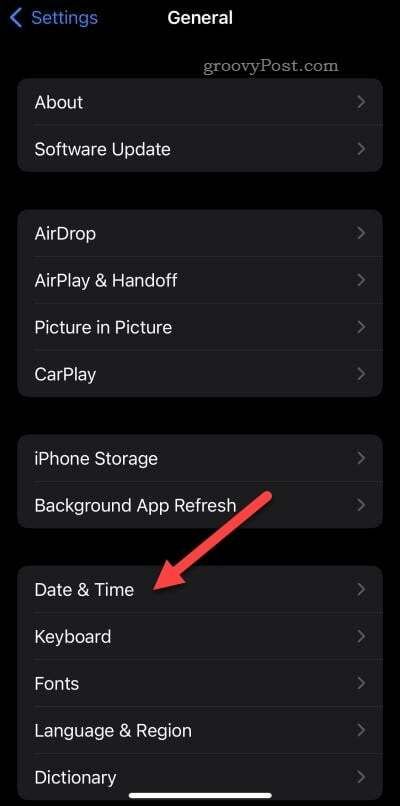 iPhone indstillinger for dato og klokkeslæt