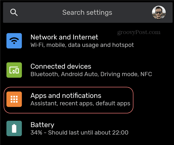 Android-app-indstillinger for apps