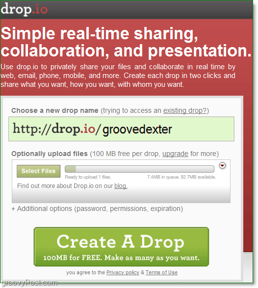 hvordan du tilmelder dig gratis online samarbejde ved hjælp af drop.io