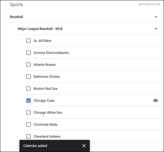 Sport tilføjet til Google Kalender