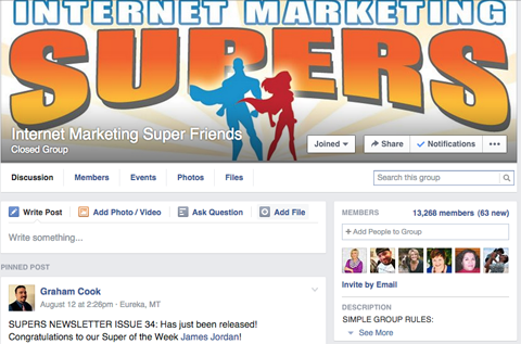 internet marketing super venner facebook gruppe