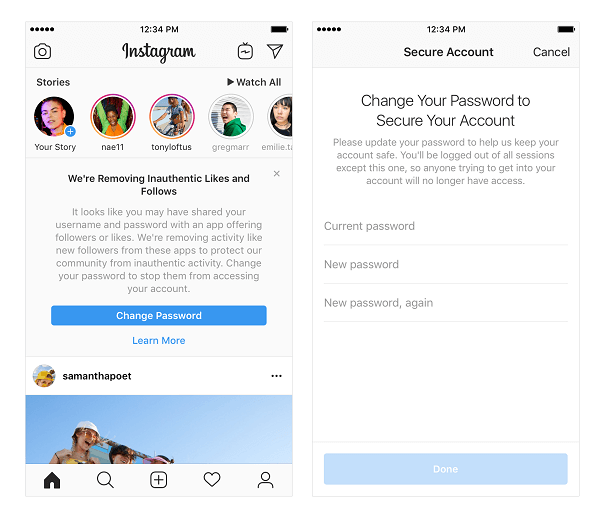 Instagram meddelte, at de vil begynde at fjerne uautentiske likes, følger og kommentarer fra konti ved hjælp af tredjepartsapps og bots for at øge deres popularitet.