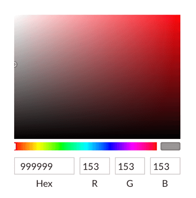Vælg farver med farvevælgeren, eller indtast hexadecimale koder.