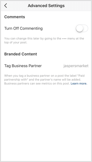 Instagram betalt partnerskabskode