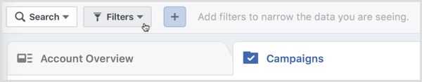 facebook annoncer manager filtre