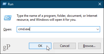 Åbn vinduet Kommandoprompt i Windows 10