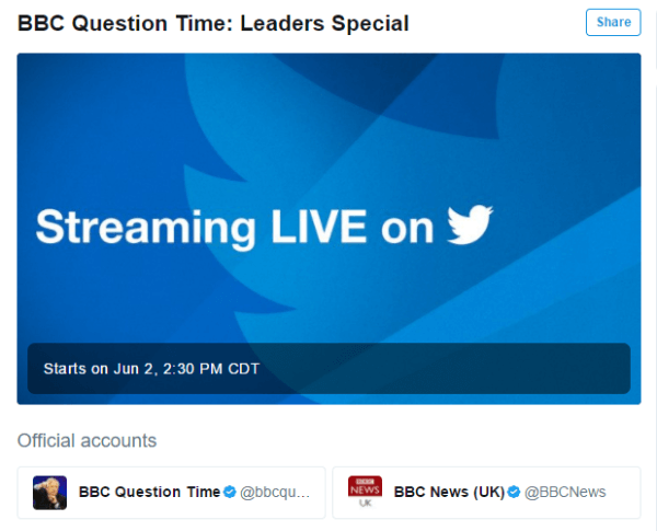 Twitter og BBC annoncerer det første livestreaming-partnerskab.
