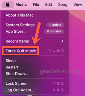 mac force quit musik-app