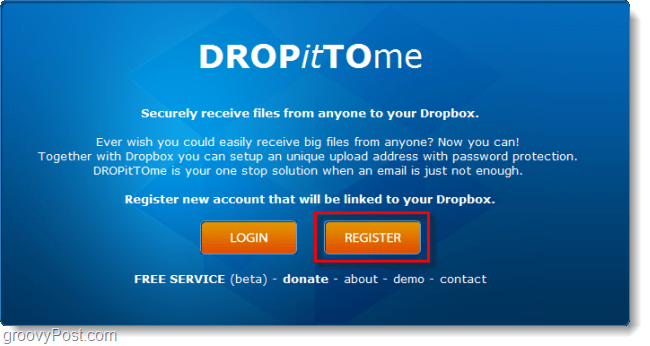 oprette en dropittome dropbox upload-konto