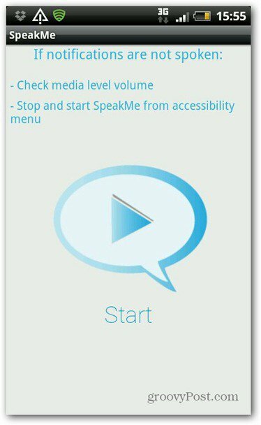 SpeakMe til Android Start