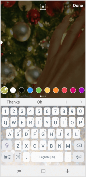 Instagram-historier vælger tekstfarve