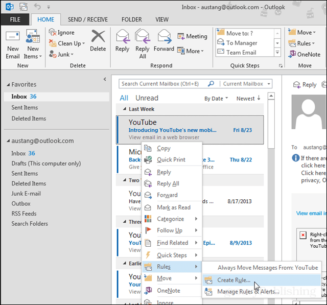 Angiv tilpassede Outlook-ringetoner og meddelelser til, når en kontakt e-mailer dig
