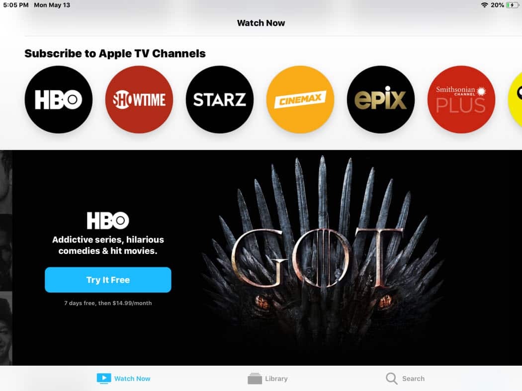 Nye Apple TV-apper på iPad Channel-abonnementer