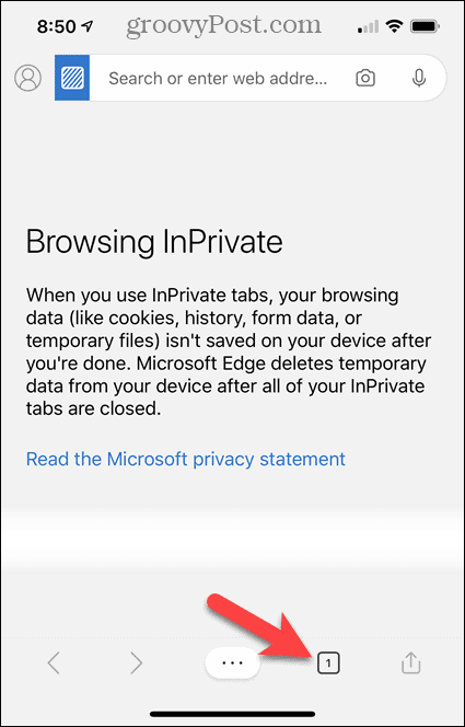 Gennemser InPrivate i Edge til iOS