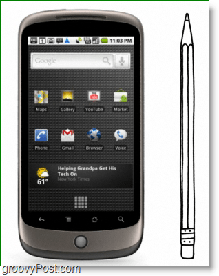 Google Nexus One er så høj / tyk som en blyant