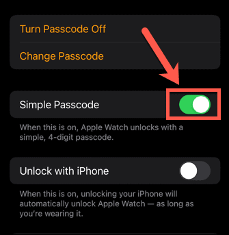 apple watch simpel adgangskode
