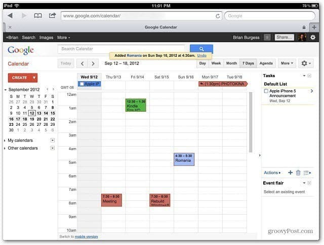 Google Kalender iPad