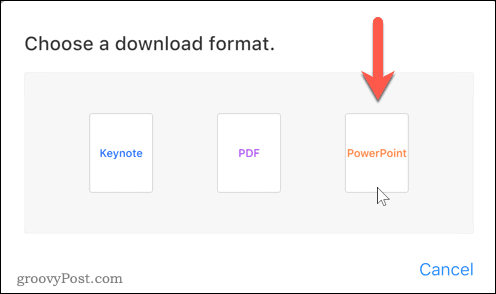 Vælg PowerPoint-formatindstillingen