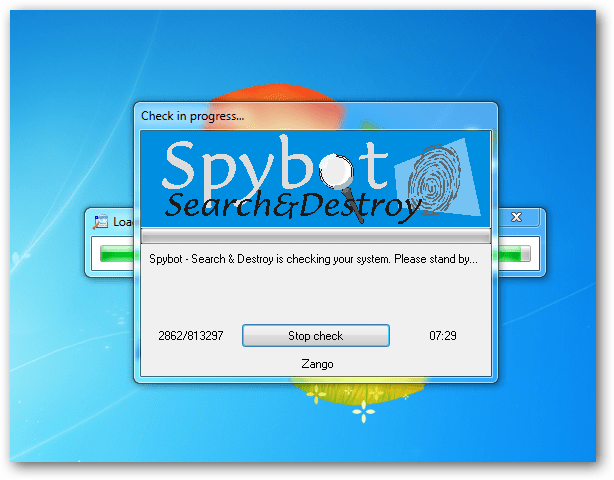 Spybot-søgning og destruktion af scanning