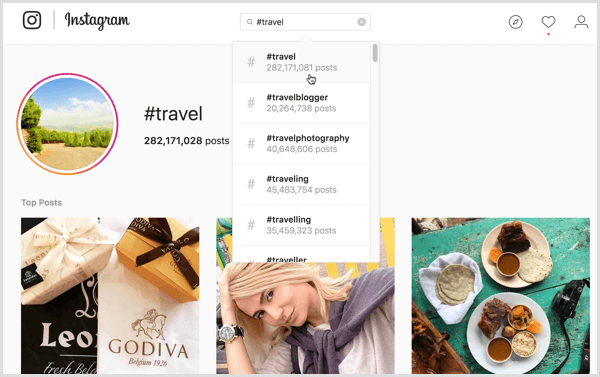 For visse Instagram hashtag-søgninger kan forskellige brugere se forskellige indholdsresultater.