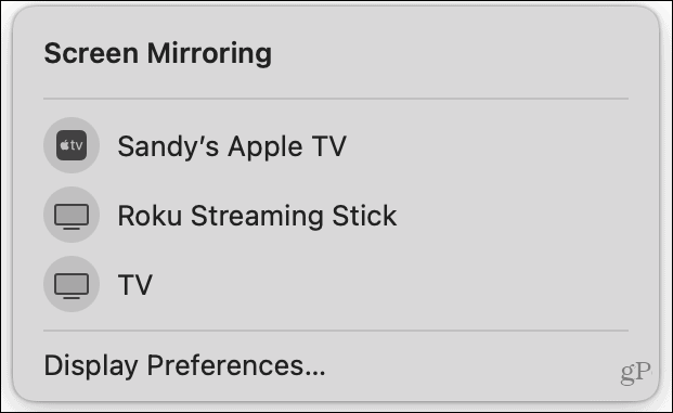 Screen Mirroring Control på Mac