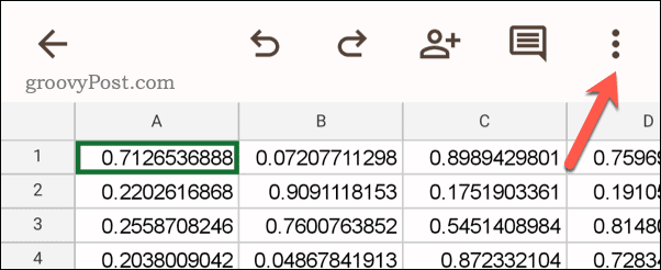 Åbn Google Sheets-menuen på mobilen